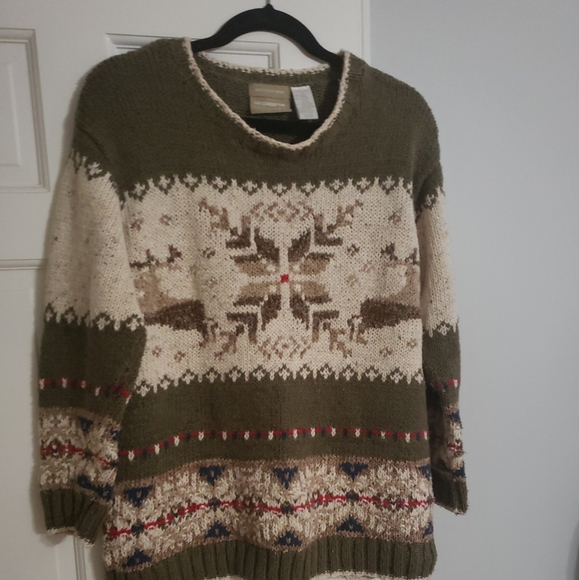 Liz Claiborne petite Snowflake deer sweater medium - Picture 3 of 6